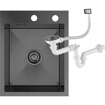 Granitový dřez Jednokomorový granitový dřez Granitan BARI ocel černý