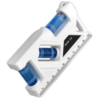 Multimetr 3v1 vodováha 105 x 55 x 20 mm Přesná kapalinová libela s měřítkem a úhlem ABS plast 95 g Kompaktní nářadí pro kutily a řemeslníky bílá