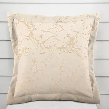 Povlak na dekorativní polštářek Dekorační povlak na polštář s lemem Parma PM-115 Zlatý mramor na béžovém 35 x 45 cm
