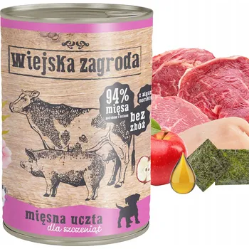 Krmivo pro psa Krmivo Vlhké pro štěňata Wiejska Zagroda masová hostina 400 g