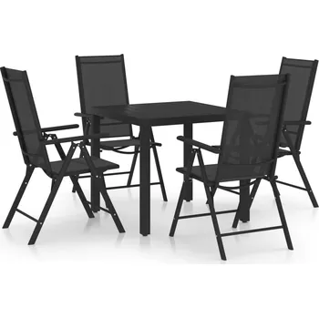 Zahradní sestava 5dílný zahradní jídelní set hliník černý