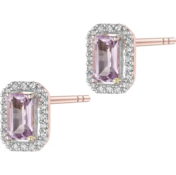 Náušnice Náušnice z růžového zlata s diamanty a ametysty - ryzost 585 - 189.216
