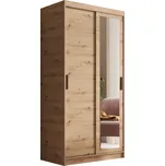 ADRK Šatní zrcadlová skříň posuvná HAILEY A, dub artisan Šířka (cm): 100