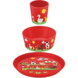 Sada svačinových boxů pro děti FARM, organic, červená barva, KOZIOL