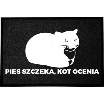 KOKOSOVÁ VSTUPNÍ ROHOŽKA 40X60 HUMOR NÁPIS PES ŠTĚKÁ, KOČKA HODNOTÍ