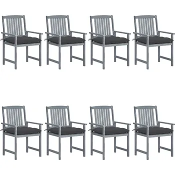 Zahradní židle s poduškami 8 ks masivní akáciové dřevo šedé