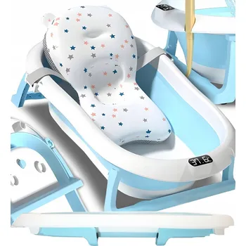 koupací vanička SKLÁDACÍ SILIKONOVÁ VANIČKA S LCD TEPLOMĚREM + POLŠTÁŘ POD HLAVU DO VANY