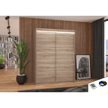 Šatní skříň ADRK Šatní skříň posuvná s LED osvětlením DENVER T 150 L, truffle