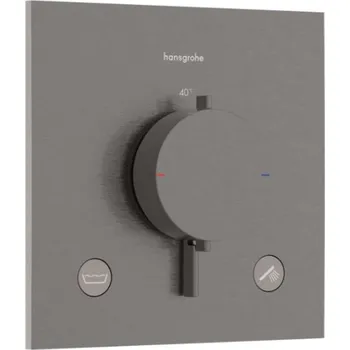 Vodovodní baterie HANSGROHE - Ecostat Comfort E Termostatická baterie pod omítku, pro 2 spotřebiče, kartáčovaný černý chrom 33716340