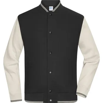 Pánská mikina James & Nicholson (Daiber) Dvoubarevná mikina College - Černá / pískovcová | 2XS