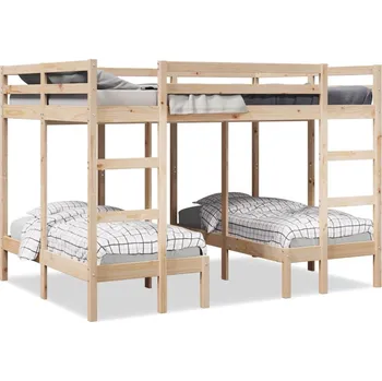 Postel Rám trojité patrové postele 140x200/70x140 cm masivní borovice