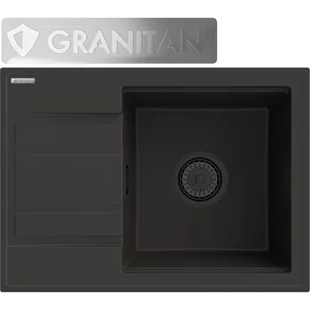 Granitový dřez Jednokomorový granitový dřez Granitan WETAR, černý