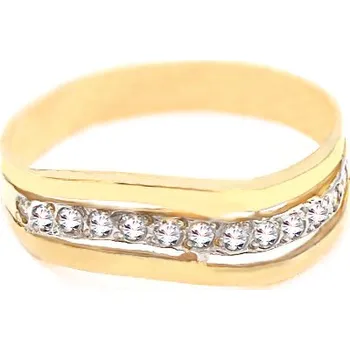 Prsten Zlatý prsten vlnka se zirkony 2,15g