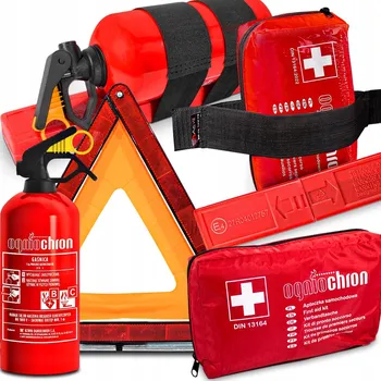 Hasicí přístroj Sada pro auto Hasicí Přístroj 1 KG Lékárnička Trojúhelníkový výstražný držák Na Suchý Zip
