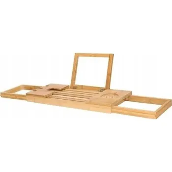 Drátěná police Bambusová polička na vanu s nastavitelnou délkou 50-93 cm