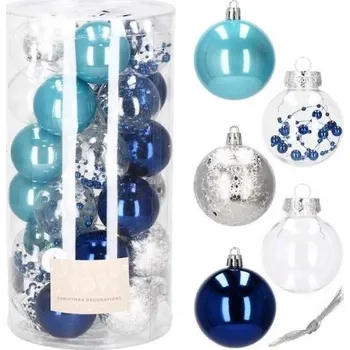 Vánoční dekorace Sv. Vánoční Koule zdobená, Vánoční Koule hladká, Sady 6 cm 30 ks