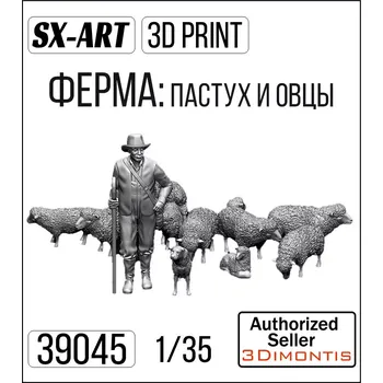 Plastikový model SX-ART 1/35 Farm: Shepherd and Sheep