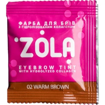 Barva na řasy a obočí ZOLA Barva na obočí s kolagenem v sáčku s 3% oxidačním činidlem 5 ml. 02 teplá barva
