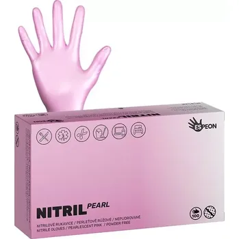 Zdravotnický materiál Nitrilové rukavice NITRIL SPARKLE 100 ks, nepudrované S, perleťově růžové