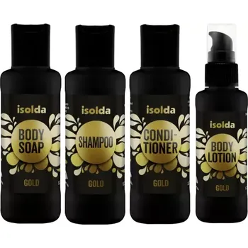 Kosmetická sada ISOLDA Gold sada kosmetických přípravků na cesty 4 x 75 ml