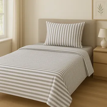 Povlečení Bavlněné povlečení, jednolůžko - Proužky hrubé lila a stříbrná