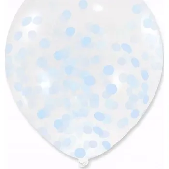 Balónek Latexové balónky průhledné s modrými konfetami 30 cm 3 ks