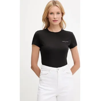 Dámské tričko Bavlněné tričko Tommy Jeans dámské, černá barva, DW0DW21164 99X, vel. M