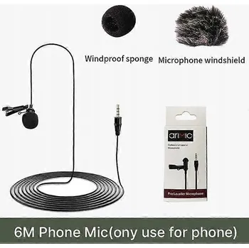 Mikrofon Kondenzátorový kravatový mikrofon ULANZI 6 m KOLÍKOVÝ MINI JACK 3,5 mm