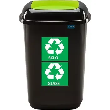 Odpadkový koš Odpadkový koš na tříděný odpad 28 l s víkem - zelený, sklo