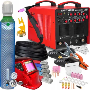 Svářečka INVERTOROVÁ SVAŘEČKA IDEAL MAX TIG 232 MMA AC DC PULS 230V 200A HLINÍK