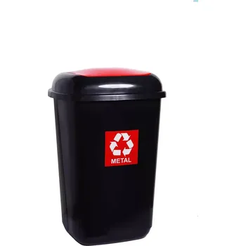 Odpadkový koš Odpadkový koš na tříděný odpad 28 l s víkem - červený, kov