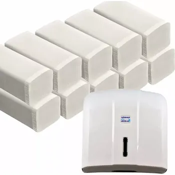 Papírový ručník Papírové ručníky ZZ, 2 vrstvy, 100% celulóza, 3000 ks - akce 10 balení + zásobník zdarma