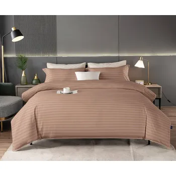 Povlečení Dvoudílné ložní povlečení, jednolůžko - Jemné proužky Světle hnědá