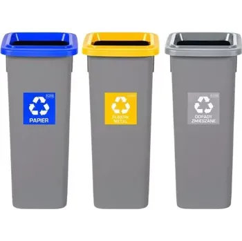 Odpadkový koš Odpadkové koše na tříděný odpad Fit Bin gray 3 x 20 l, plast, papír, směsný odpad