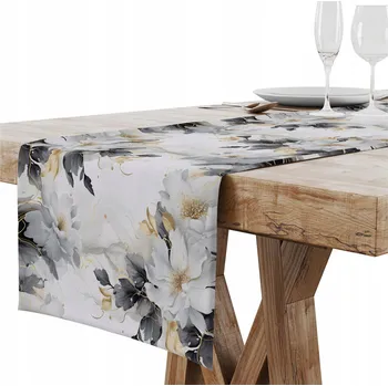 ubrus BĚHOUN NA STŮL MATNÝ HLADKÝ 40X140 CM DEKORATIVNÍ KVĚTINOVÝ VZOR 225