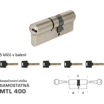Vložka do dveří MTL - MTL400 S oboustranná D 35 + V 40 mm NP - Nikl perla