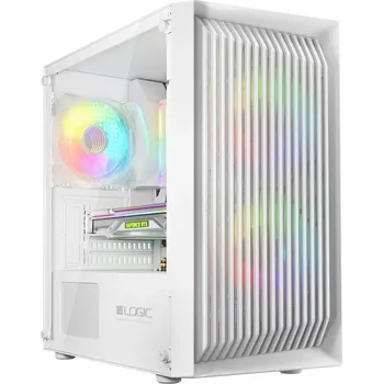 PC skříň LOGIC PC skříň Atos ARGB MINI 1x USB 3.0, 2x USB 2.0 + audio, bílá, bez zdroje