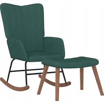 Křeslo Houpací křeslo s podnožkou, tmavě zelené, 61x78x98 cm