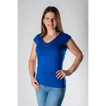 FAVAB Elegantní modrý top s kamínky CAKA 16 Velikost výrobku: XL