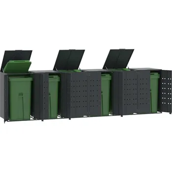 Zahradní úložný box vidaXL Box na 6 popelnic 414 x 79 x 117 cm ocel [3279981] Barva: antracitová