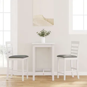 Barová židle Barové stoličky s polštáři 2 ks bílé masivní dřevo gumové