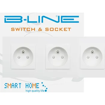 Elektrická zásuvka Elektrická zásuvka B-line 3 ks s uzemněním na stěně, bílá