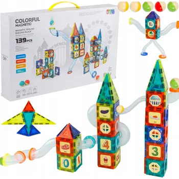 ostatní stavebnice Stavebnice MAT Group KULIČKOVÁ DRÁHA MARBLE RUN MAGNETICKÝ ZÁMEK 139 dílků