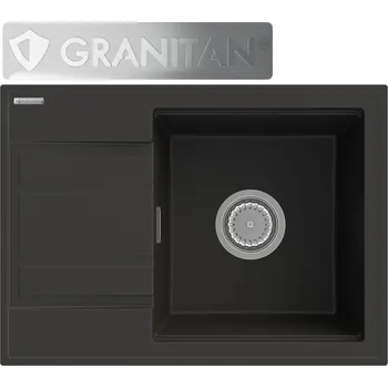 Granitový dřez Jednokomorový granitový dřez Granitan WETAR, černý