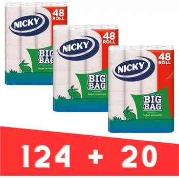 Toaletní papír Toaletní papír Big Bag NICKY XXL bílý, 2 vrstvy, 100 % celulóza - 124 + 20 ks AKCE