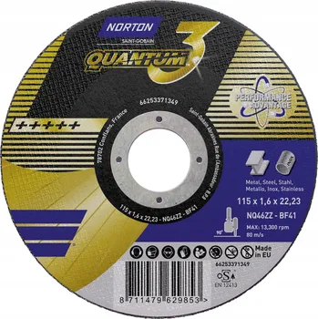 Řezný kotouč KOTOUČ NA KOV QUANTUM 3 NORTON 115x1,3x22,23