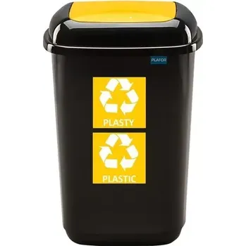Odpadkový koš Odpadkový koš na tříděný odpad 28 l s víkem - žlutý, plast
