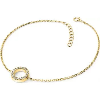 Náramek Dámský náramek žluté zlato 585/1000 přírodní diamant G/SI kroužkem osázeným 10981-NR01-ZL délka 19 cm