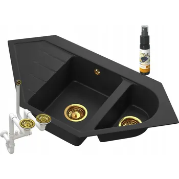 Granitový dřez Dřez s 1,5 vaničkou Granitan JOKER granit černý