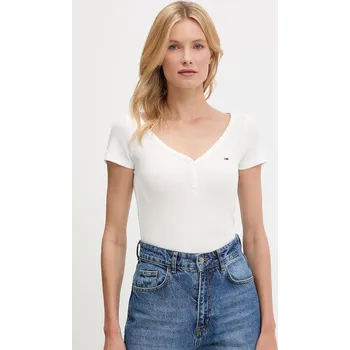 Dámské tričko Tričko Tommy Jeans dámské, bílá barva, DW0DW20902 00X, vel. M